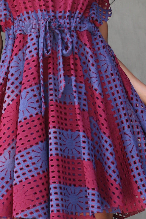 Simona Dress - Wine Stripe